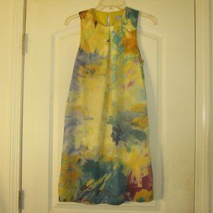 H & M Women's Sundress. Yellow with Multi-color Abstract Pattern. Size 4.